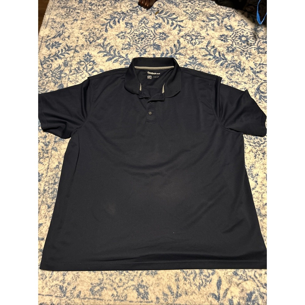 Reebok Polo Shirt Mens 4XL  Solid Blue  Performance Stretch Polyester